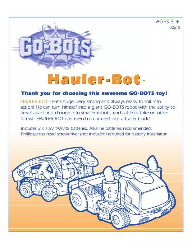 Mode d'emploi HASBRO GO-BOTS HAULER-BOT