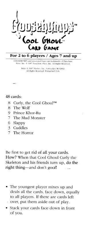 Mode d'emploi HASBRO GOOSEBUMPS COOL GHOUL CARD GAME