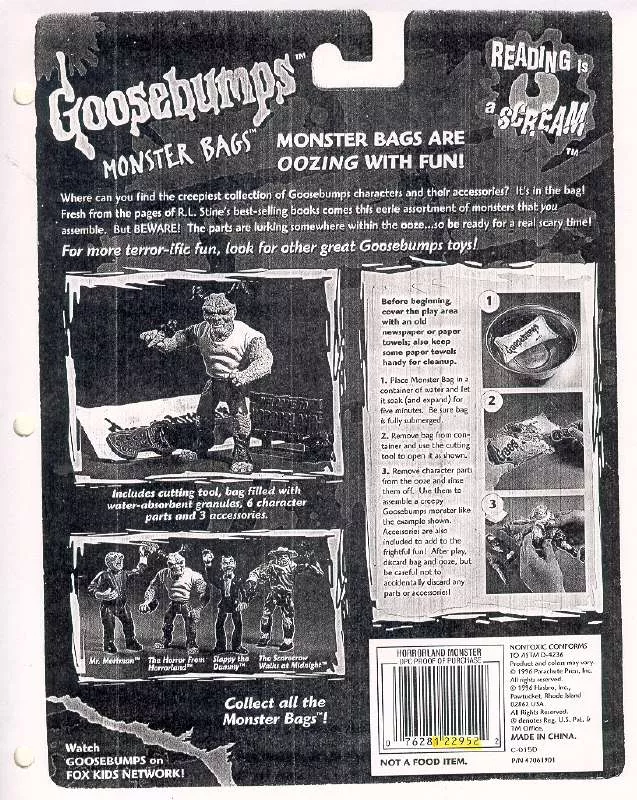 Mode d'emploi HASBRO GOOSEBUMPS MONSTER BAGS