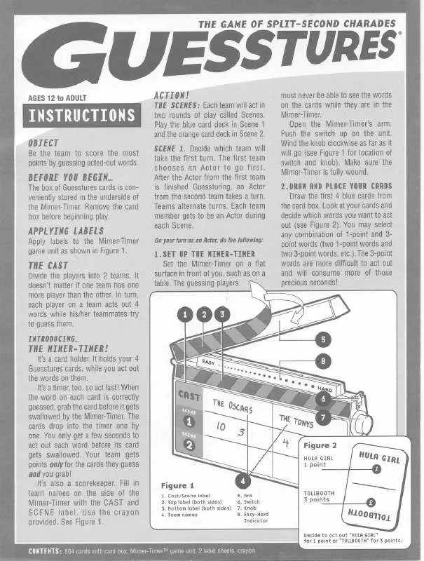 Mode d'emploi HASBRO GUESSTURES 2003