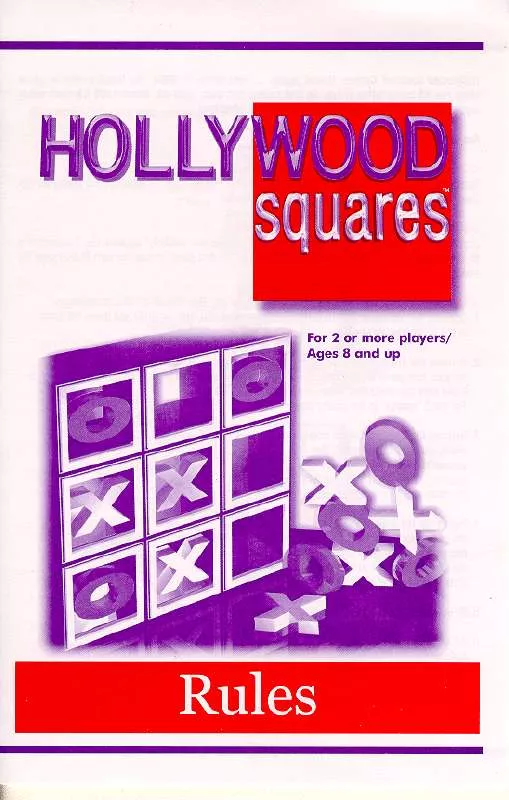 Mode d'emploi HASBRO HOLLYWOOD SQUARES