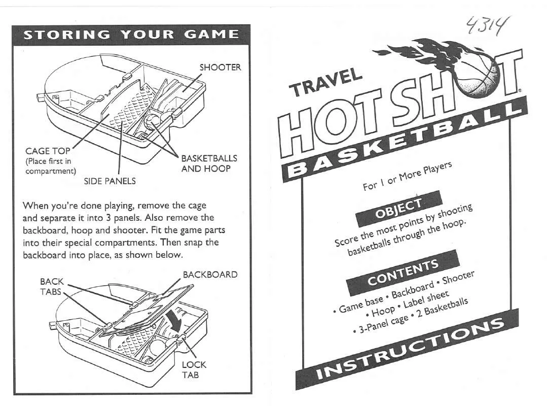 Mode d'emploi HASBRO HOT SHOT BASKETBALL TRAVEL