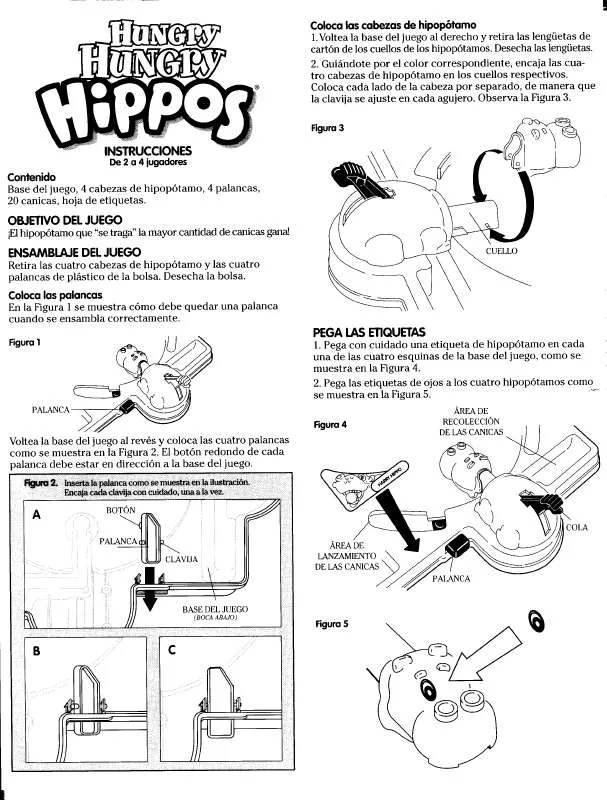 Mode d'emploi HASBRO HUNGRY HUNGRY HIPPOS SPANISH