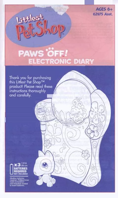 Mode d'emploi HASBRO LITTLEST PET SHOP PAWS OFF ELECTRONIC DIARY DOG