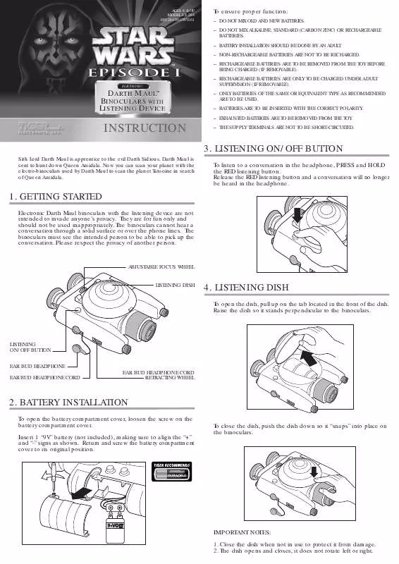 Mode d'emploi HASBRO STAR WARS DARTH MAUL BINOCULARS W LISTENING DEVICE
