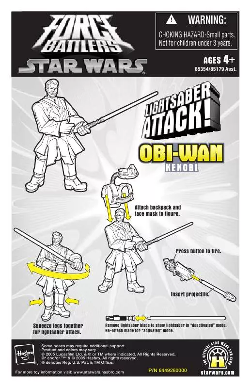 Mode d'emploi HASBRO STAR WARS FORCE BATTLERS LIGHTSABER ATTACK OBI WAN