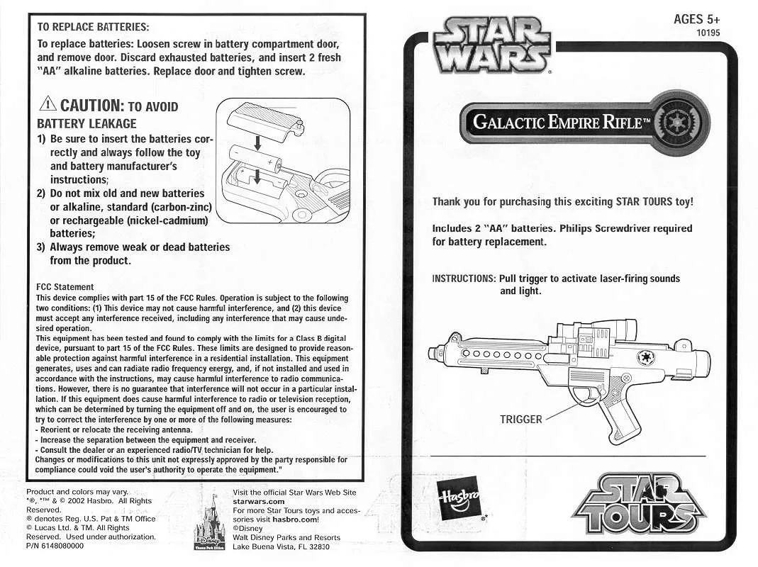 Mode d'emploi HASBRO STAR WARS GALACTIC EMPIRE RIFLE