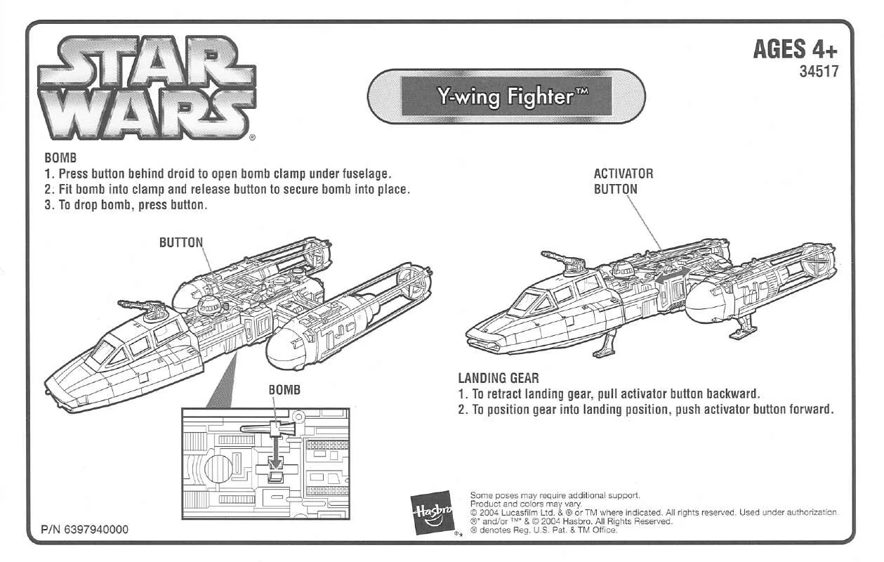 Mode d'emploi HASBRO STAR WARS Y WING FIGHTER 34517