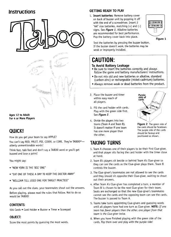 Mode d'emploi HASBRO TABOO 2000