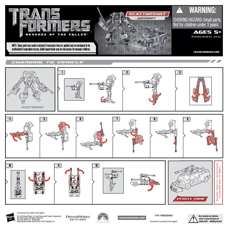 Mode d'emploi HASBRO TRANSFORMERS SCATTORSHOT