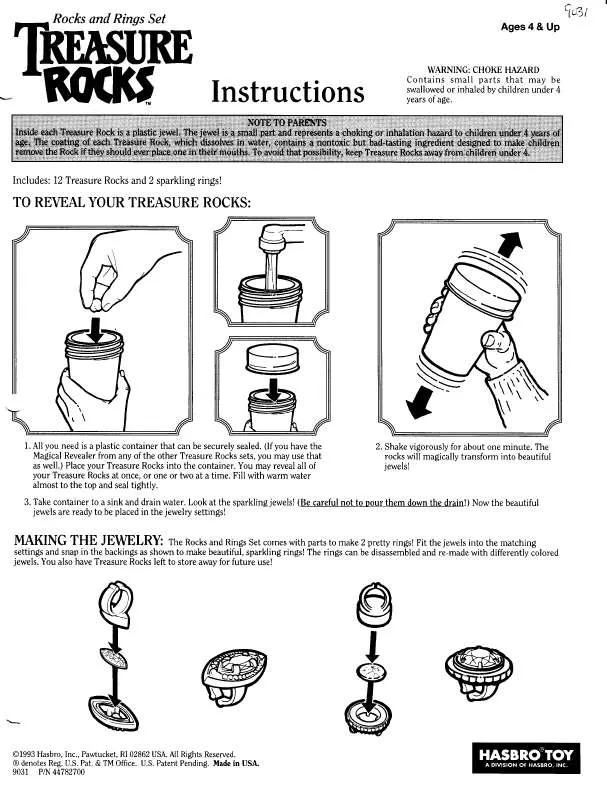 Mode d'emploi HASBRO TREASURE ROCKS ROCKS AND RINGS SET
