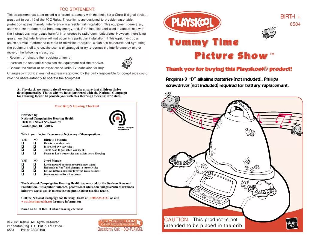 Mode d'emploi HASBRO TUMMY TIME PICTURE SHOW