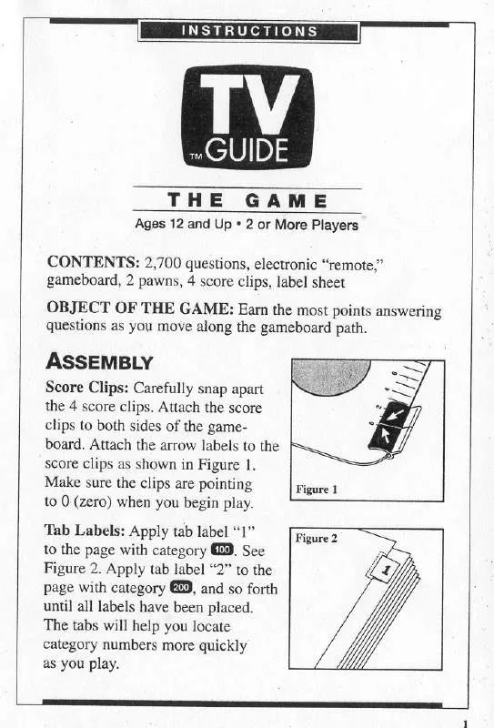 Mode d'emploi HASBRO TV GUIDE GAME