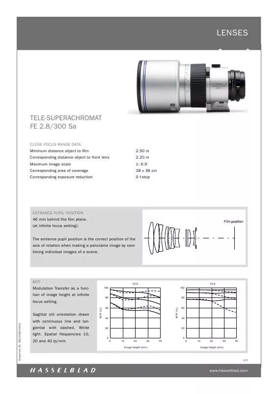 Mode d'emploi HASSELBLAD FE 2.8-300 SA