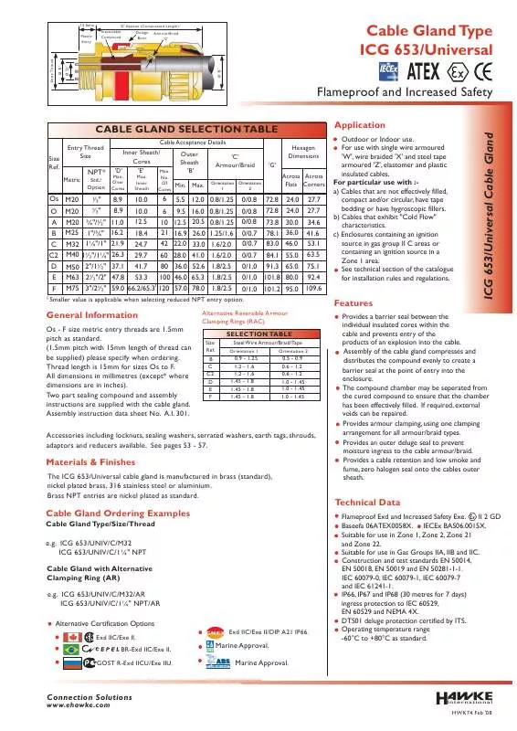 Mode d'emploi HAWKE ICG653-UNIVERSAL