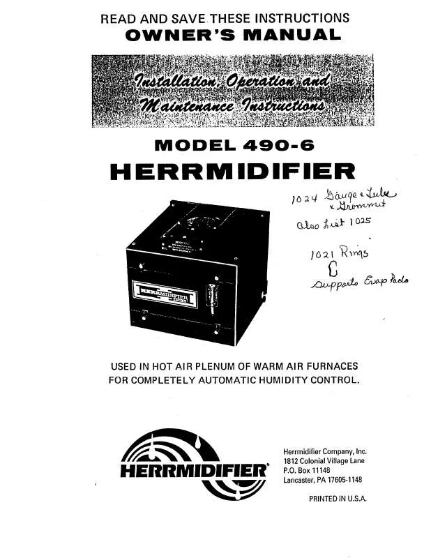Mode d'emploi HERRMIDIFIER 490-6