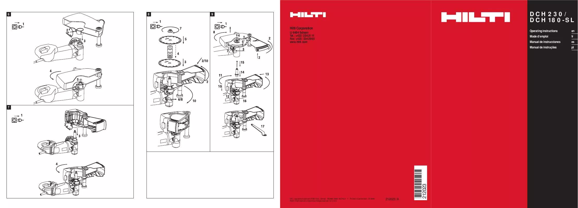 Mode d'emploi HILTI DCH 180-SL