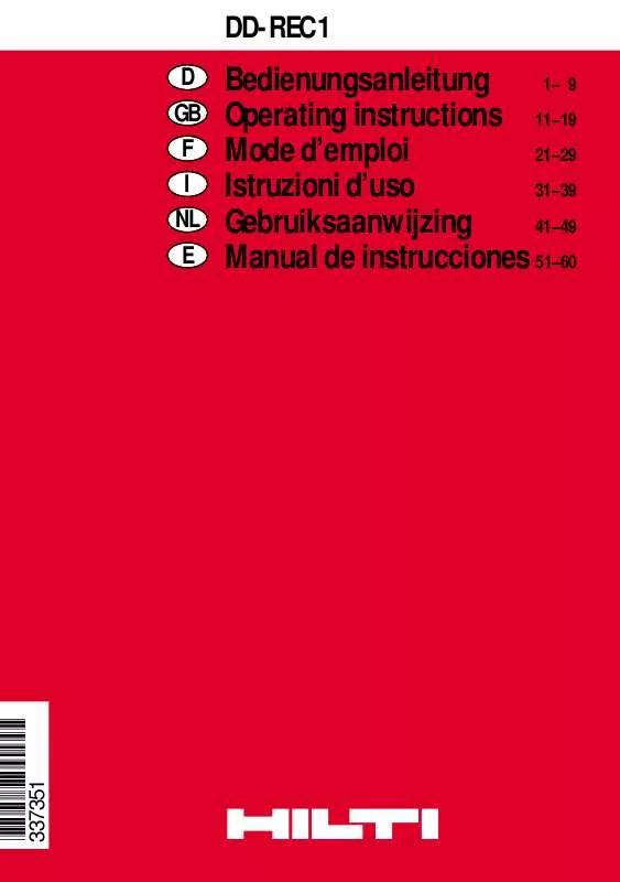 Mode d'emploi HILTI DD-REC 1