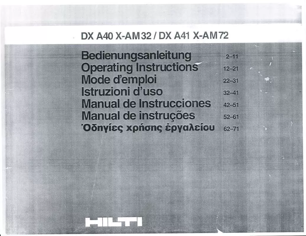 Mode d'emploi HILTI DX A41 X-AM72