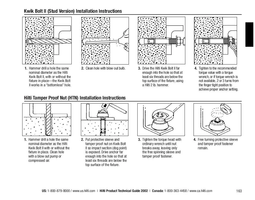 Mode d'emploi HILTI KWIK BOLT II