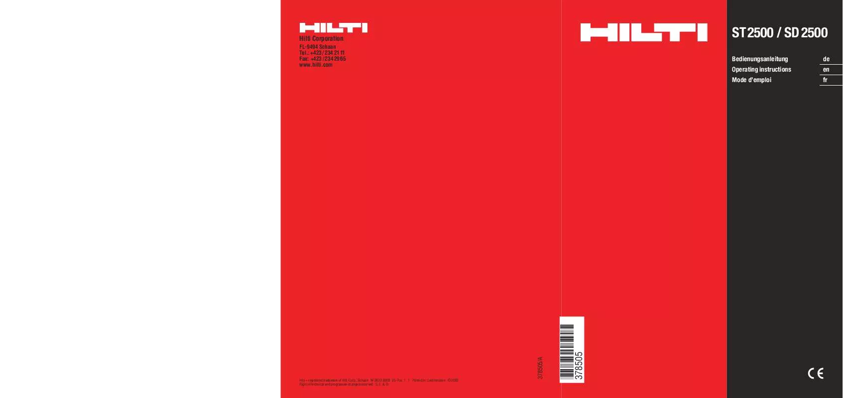 Mode d'emploi HILTI SD2500