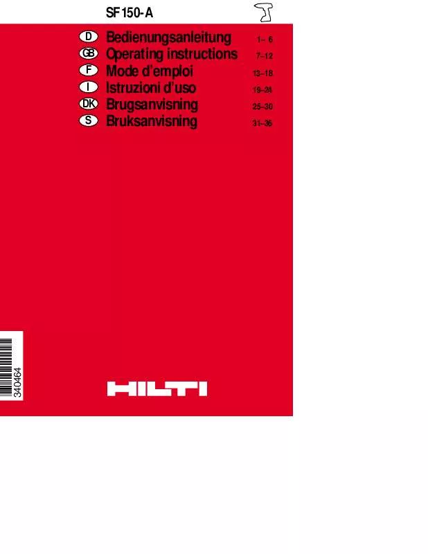 Mode d'emploi HILTI SF150-A