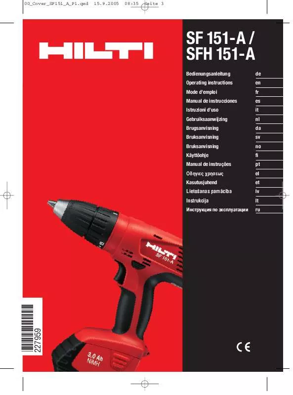 Mode d'emploi HILTI SFH151-A