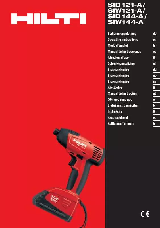 Mode d'emploi HILTI SID121-A