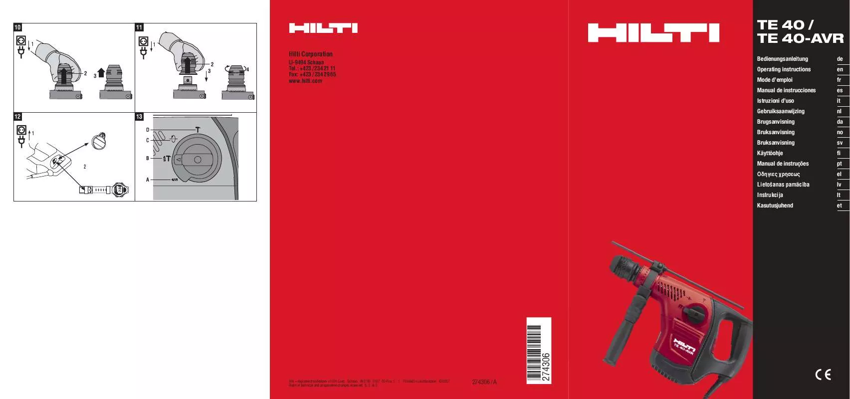 Mode d'emploi HILTI TE 40