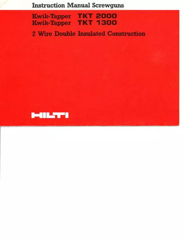 Mode d'emploi HILTI TKT 1300