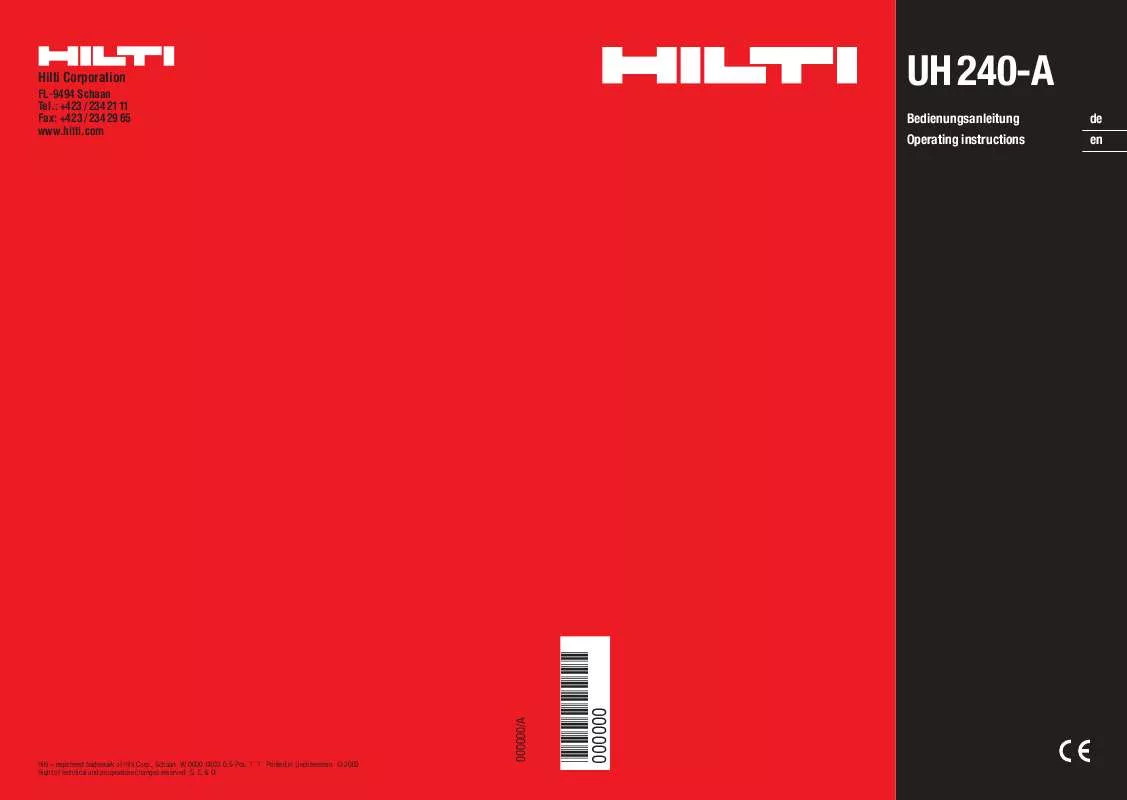 Mode d'emploi HILTI UH 240-A