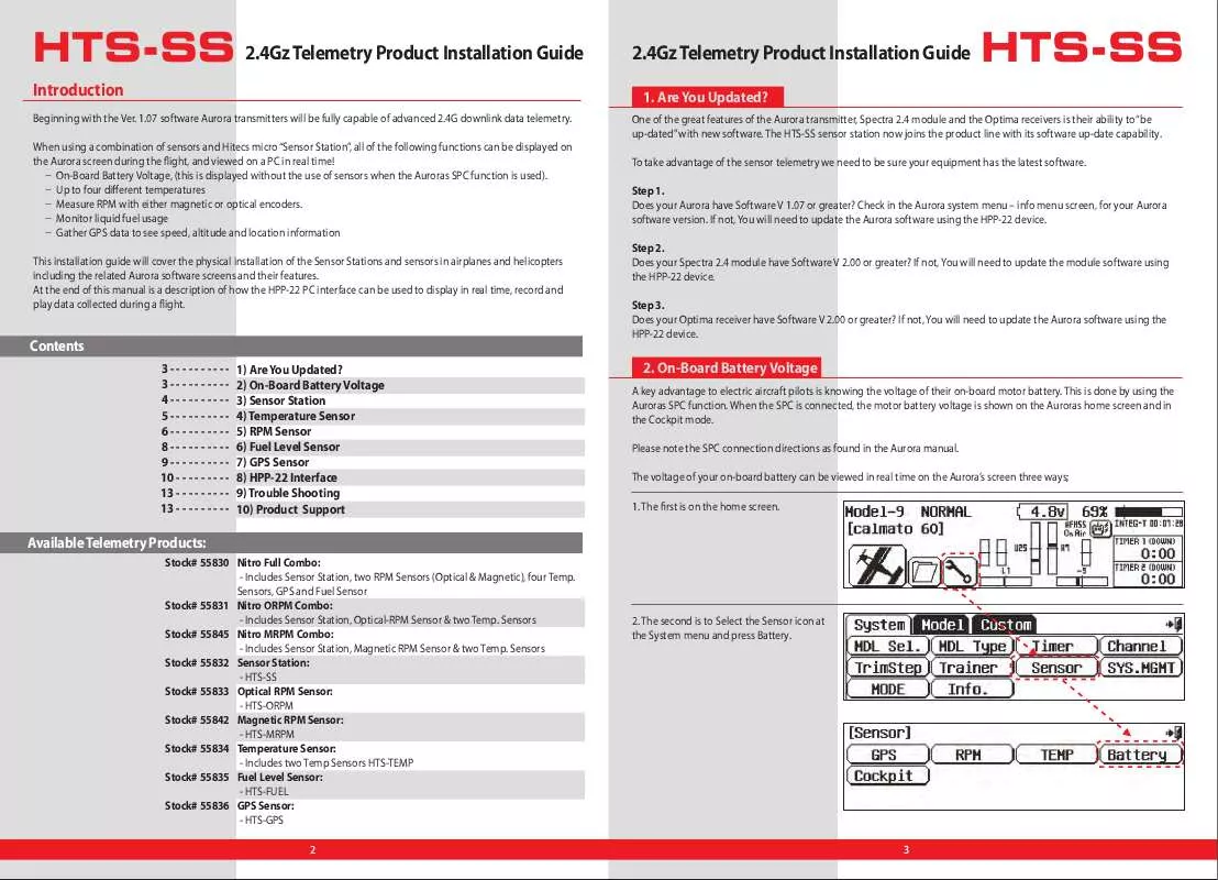 Mode d'emploi HITEC HTS-SS