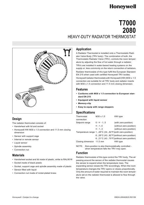 Mode d'emploi HONEYWELL 2080