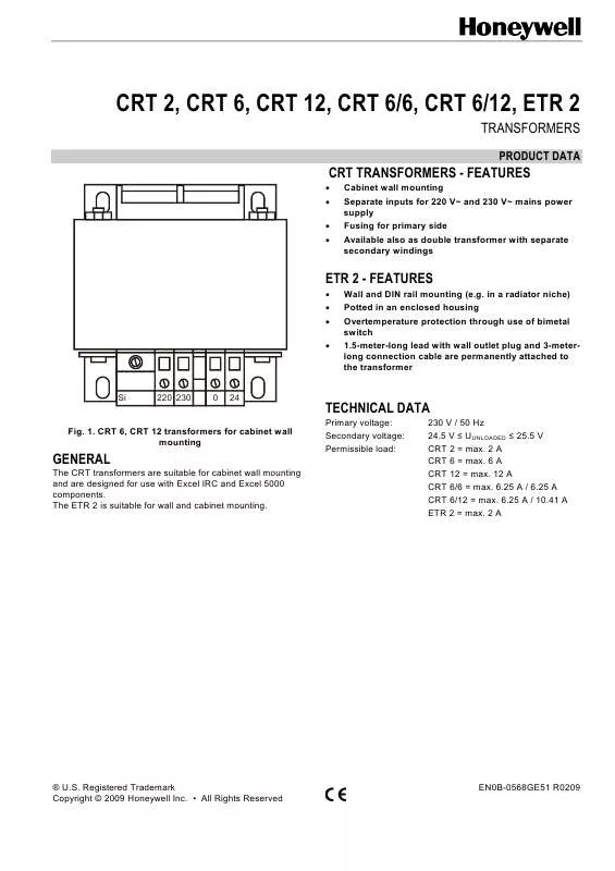 Mode d'emploi HONEYWELL CRT 6-12