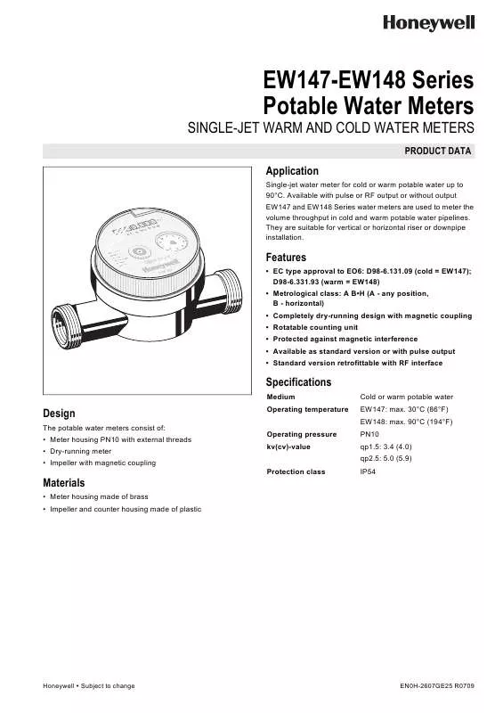 Mode d'emploi HONEYWELL EW147