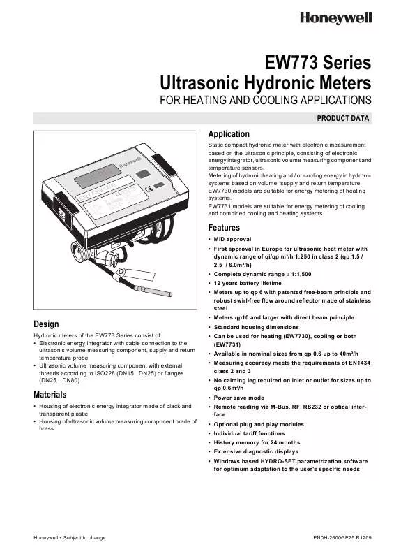 Mode d'emploi HONEYWELL EW776