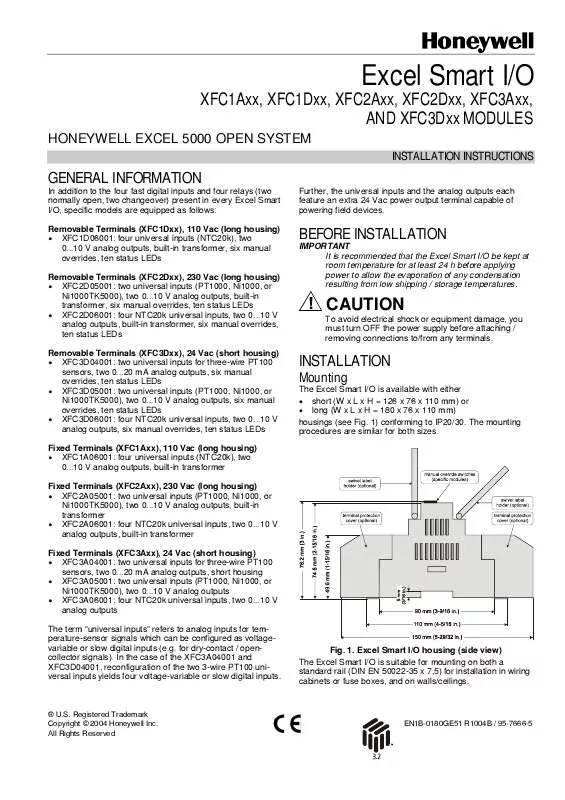 Mode d'emploi HONEYWELL EXCEL SMART I-O