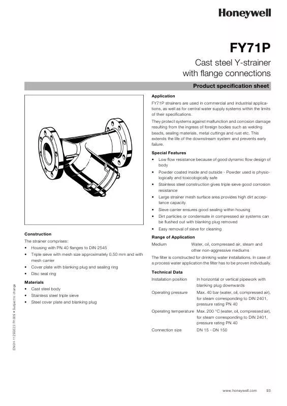 Mode d'emploi HONEYWELL FY71P