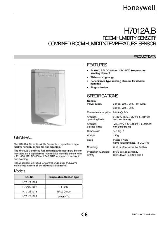 Mode d'emploi HONEYWELL H7012B