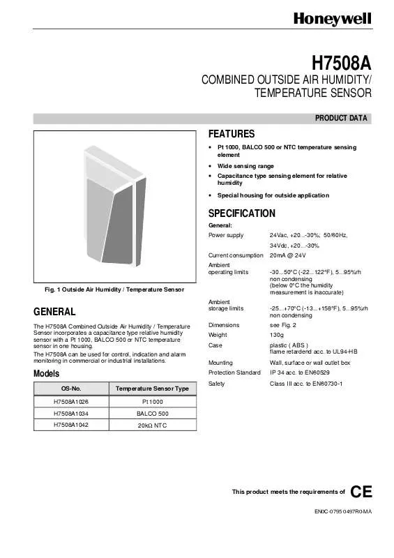 Mode d'emploi HONEYWELL H7508A