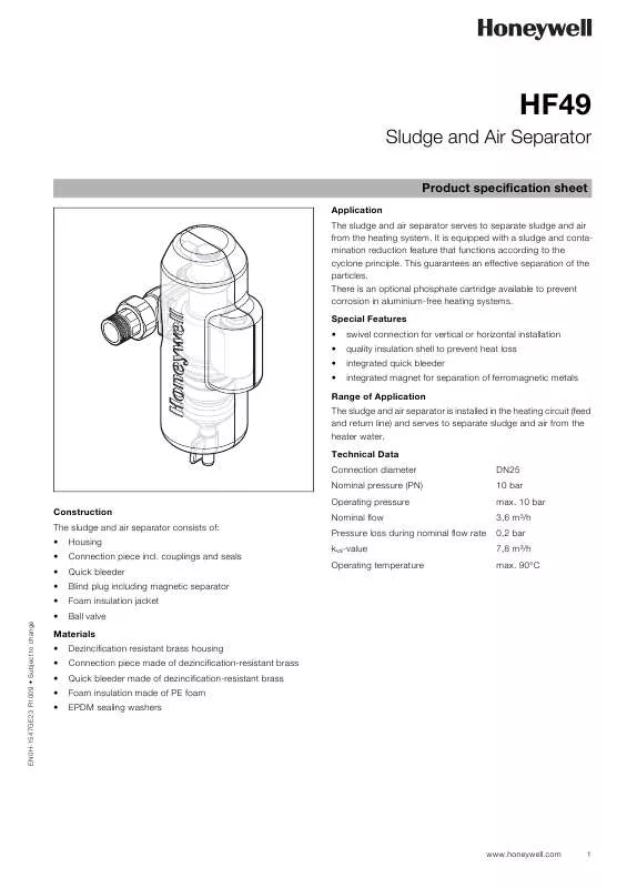 Mode d'emploi HONEYWELL HF49