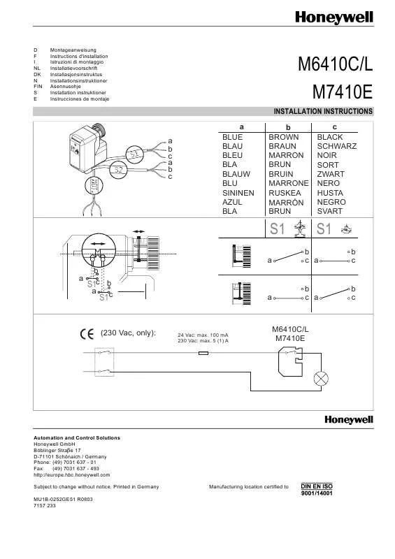 Mode d'emploi HONEYWELL M7410E