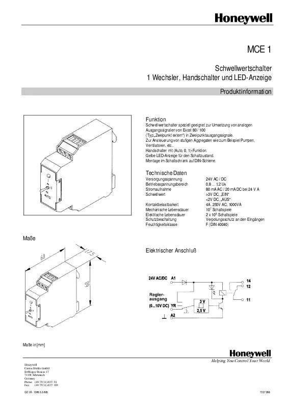 Mode d'emploi HONEYWELL MCE 1