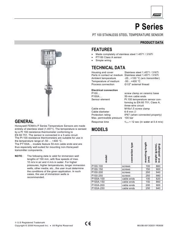 Mode d'emploi HONEYWELL P