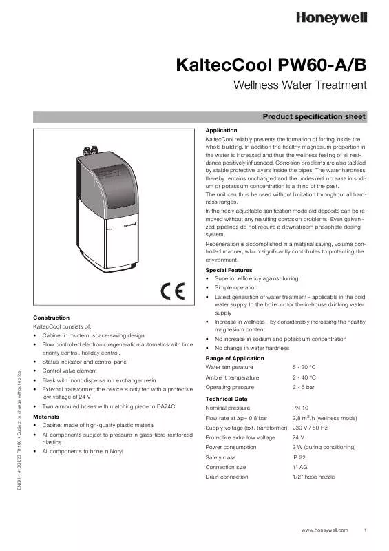 Mode d'emploi HONEYWELL PW60-B