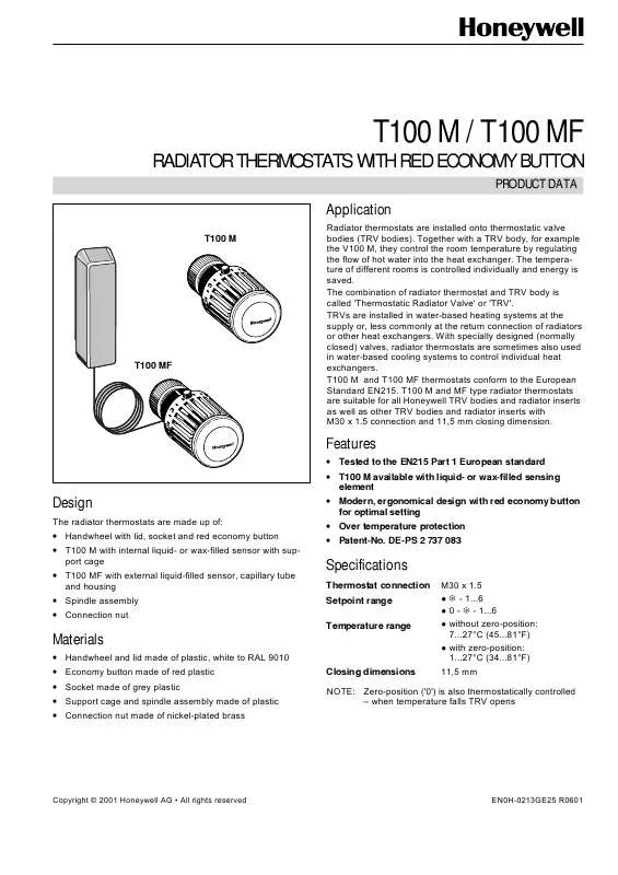 Mode d'emploi HONEYWELL T100 MF