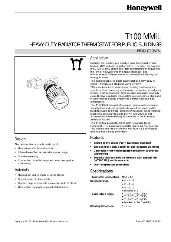 Mode d'emploi HONEYWELL T100 MMIL