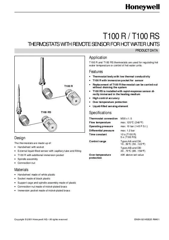 Mode d'emploi HONEYWELL T100R