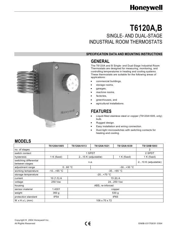 Mode d'emploi HONEYWELL T6120A