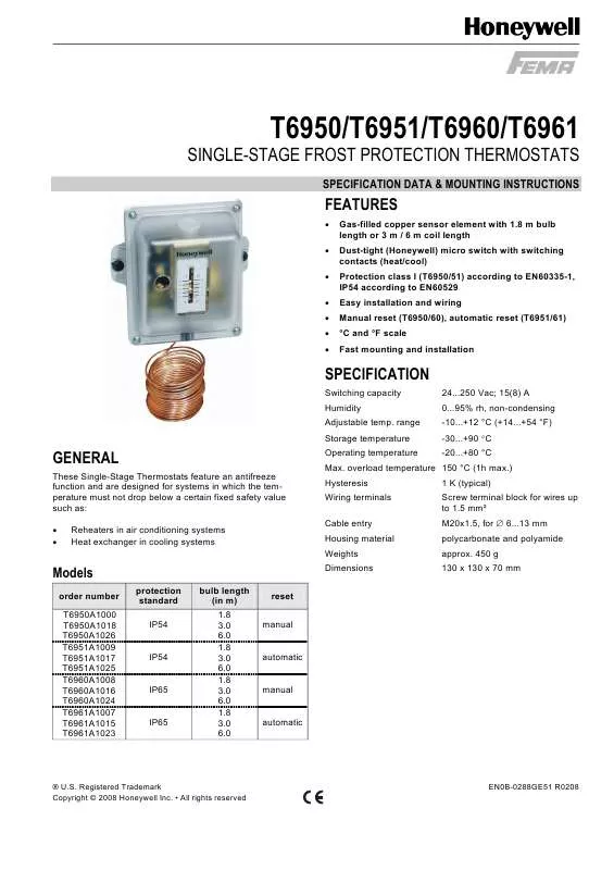 Mode d'emploi HONEYWELL T6951